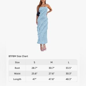 Strapless ruffle blue dress